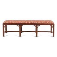A George III Style Mahogany Hall Bench with Fortuny Upholstery