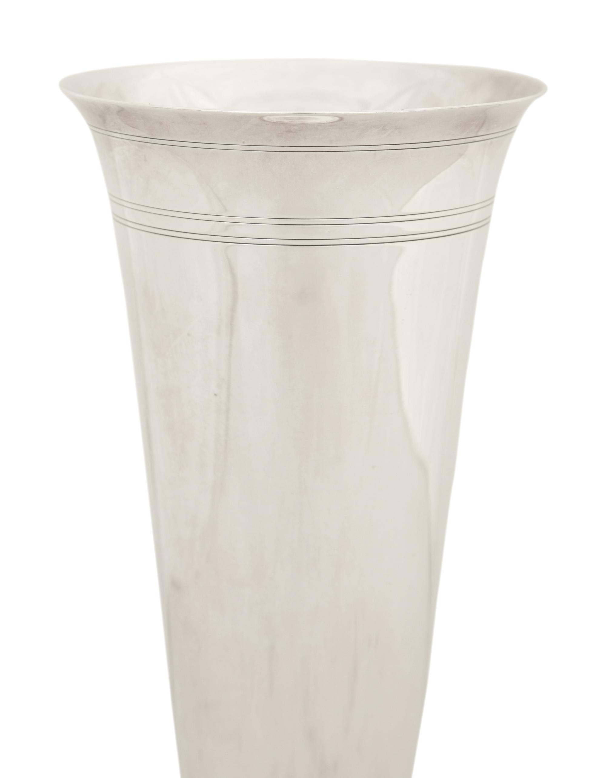 A Tiffany and Co. Silver Trumpet Vase