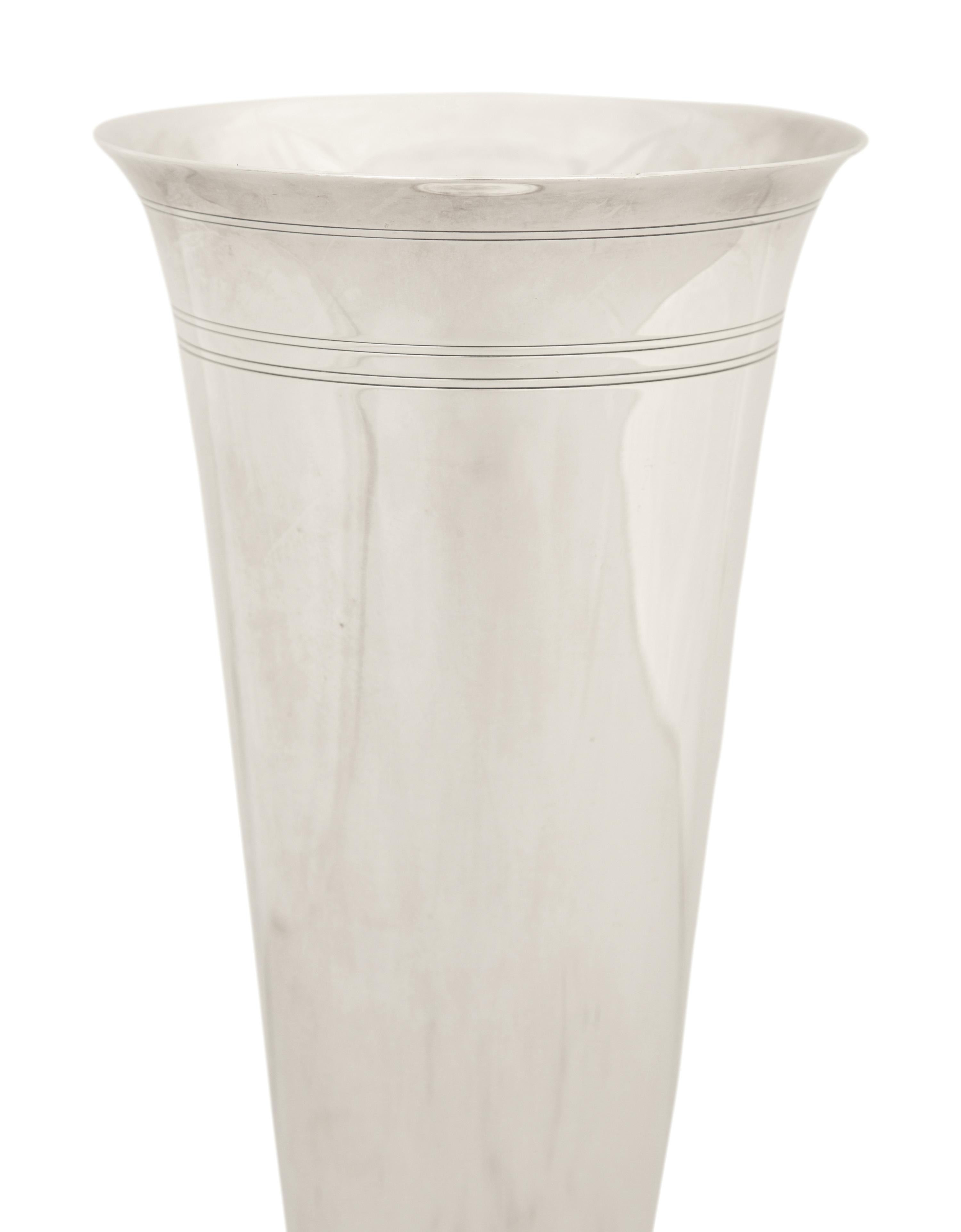A Tiffany and Co. Silver Trumpet Vase