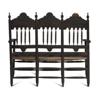 A Painted and Decorated Bannister-Back Settee