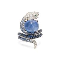 SAPPHIRE, DIAMOND, AND WHITE GOLD SNAKE RING