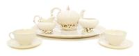 An Assembled Belleek Echinus Tea Service, Width of tray 15 1/2 inches.