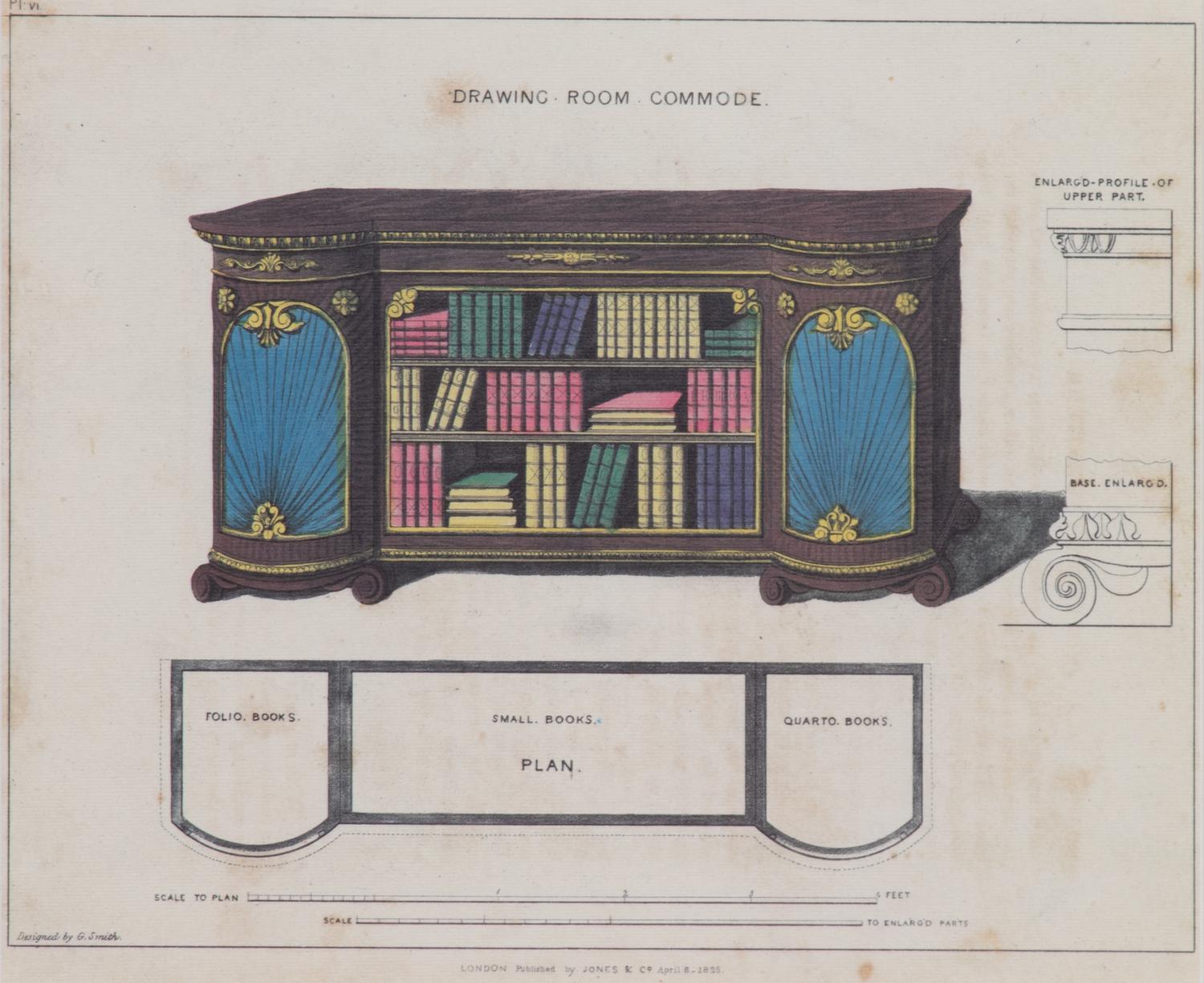 A Set of Nine Color Engravings of Furniture Design Framed height 23 x width 13 inches. — 20TH CENTURY