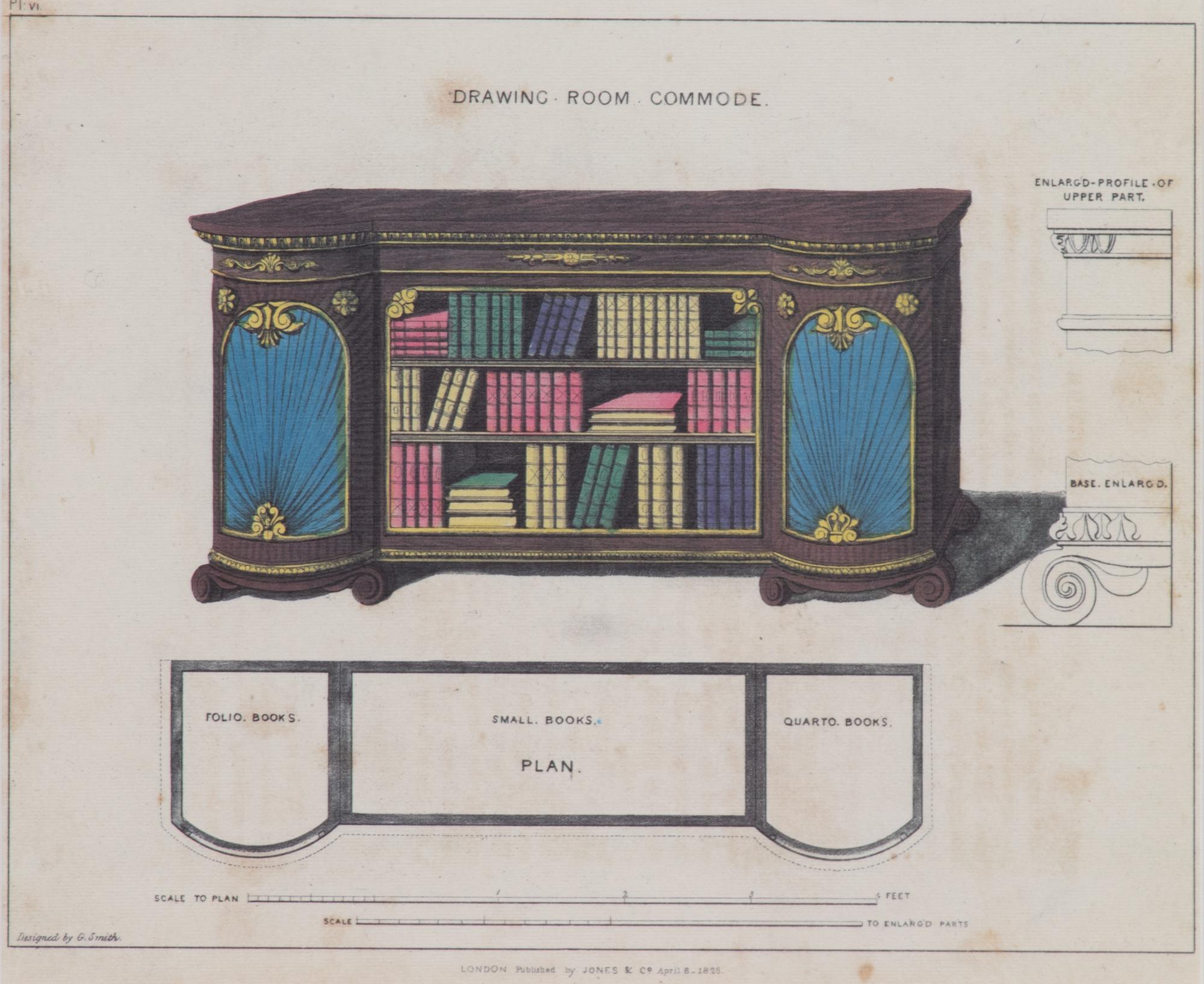 A Set of Nine Color Engravings of Furniture Design Framed height 23 x width 13 inches. — 20TH CENTURY