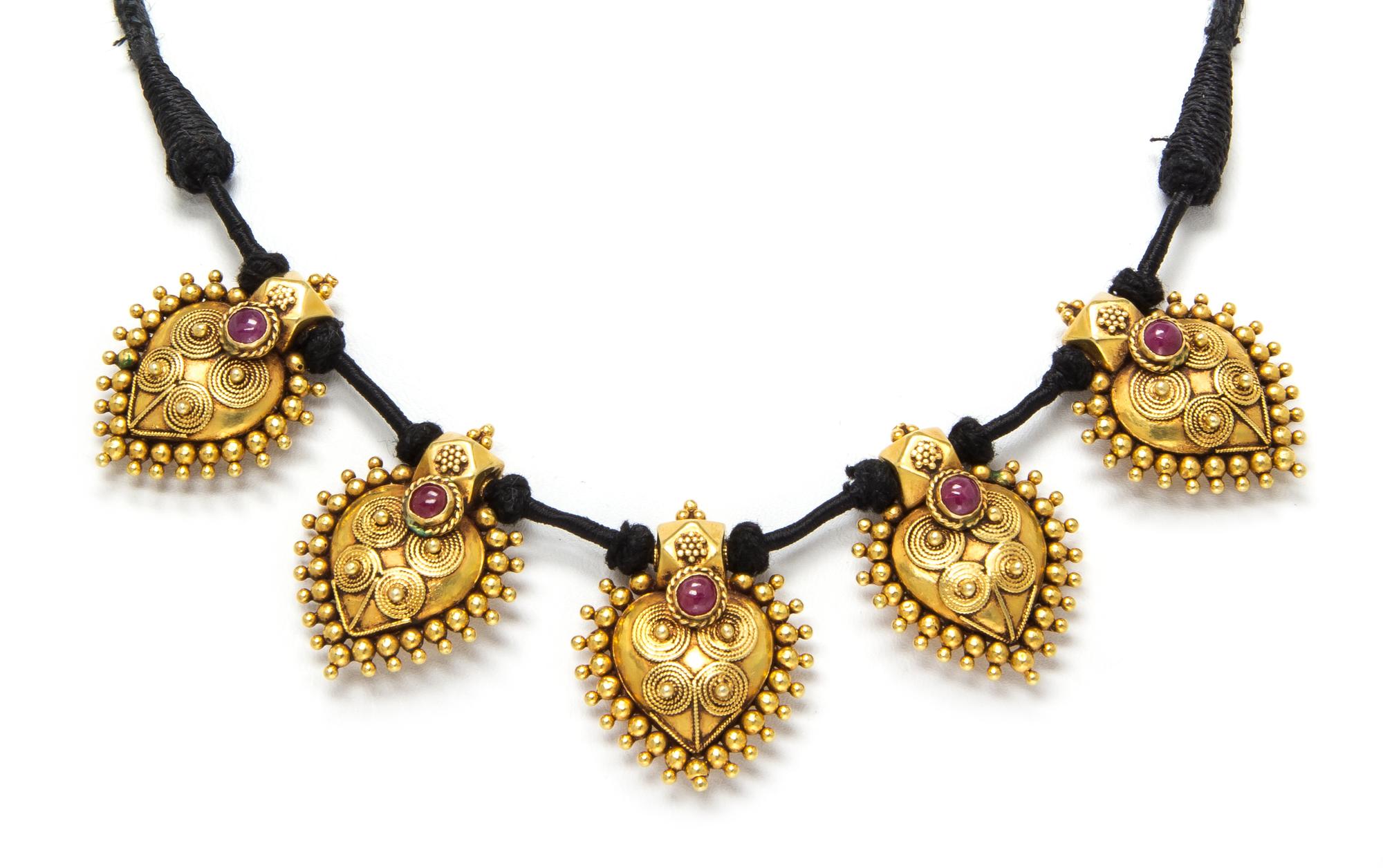 A Yellow Gold and Ruby Necklace, 21.20 dwts.