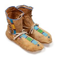 Crow Beaded Hide Moccasins