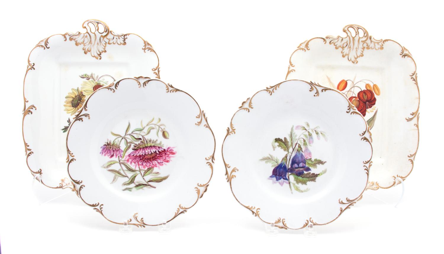 An English Porcelain Botanical Part Dessert Service