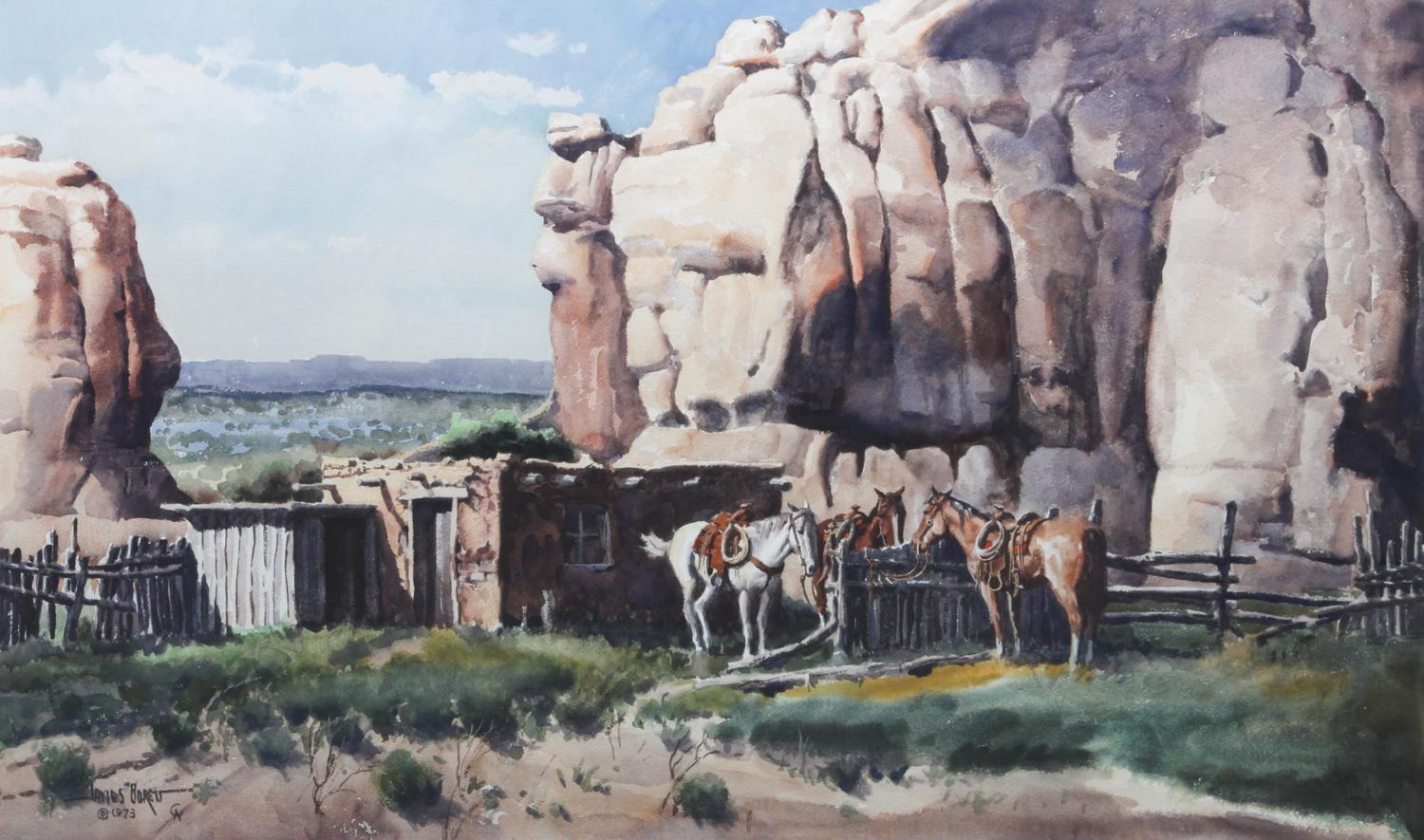 James Erwin Boren, (American, 1921-1990), Lazy Day Near Acoma, 1973