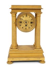 An Empire Style Gilt Bronze Portico Clock