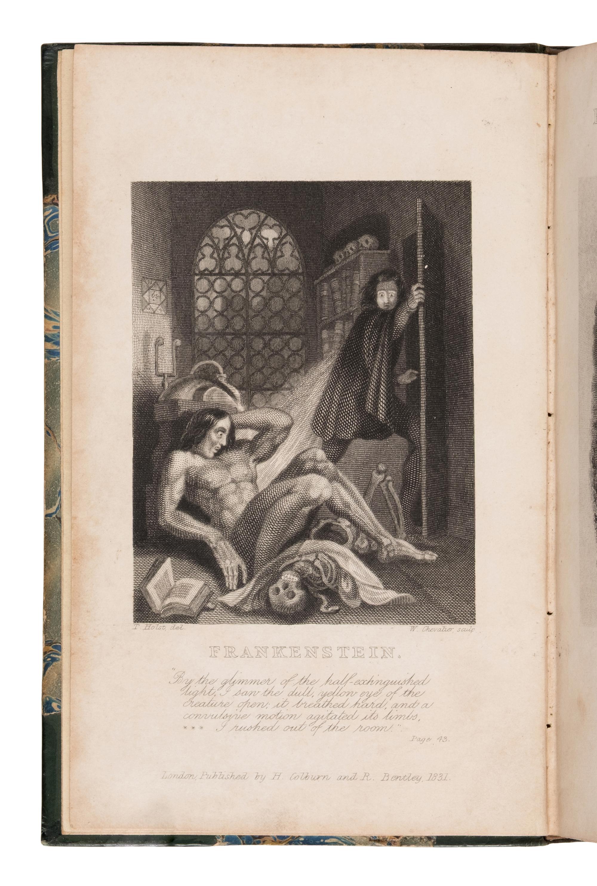 Shelley, Mary Wollstonecraft (1797-1851). Frankenstein: or, The Modern Prometheus . [Bound with:] Schiller, Friedrich (1759-1805). The Ghost-Seer! London: Henry Colburn and Richard Bentley, 1831.