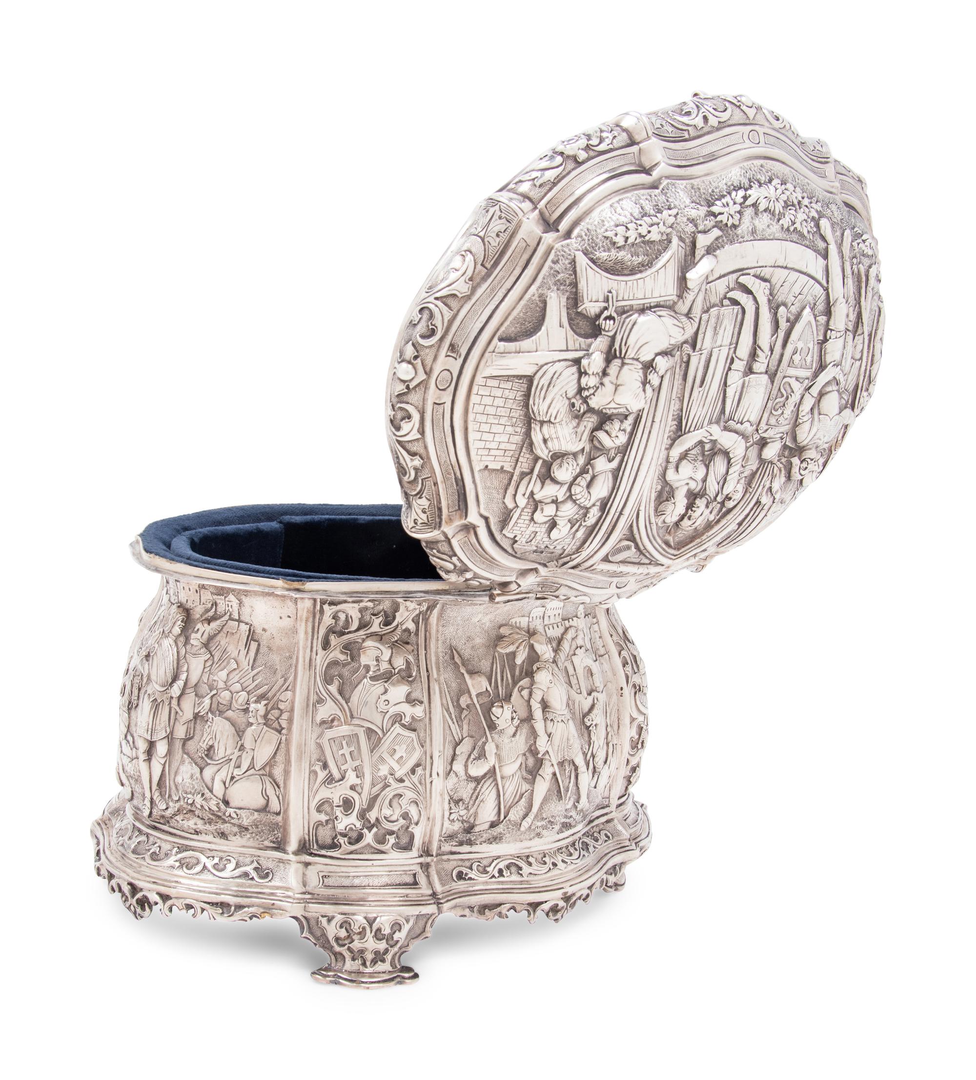 A Continental Silver Table Casket