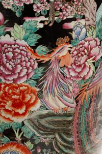 A Pair of Massive Chinese Enameled Porcelain Vases with Giltwood Stands