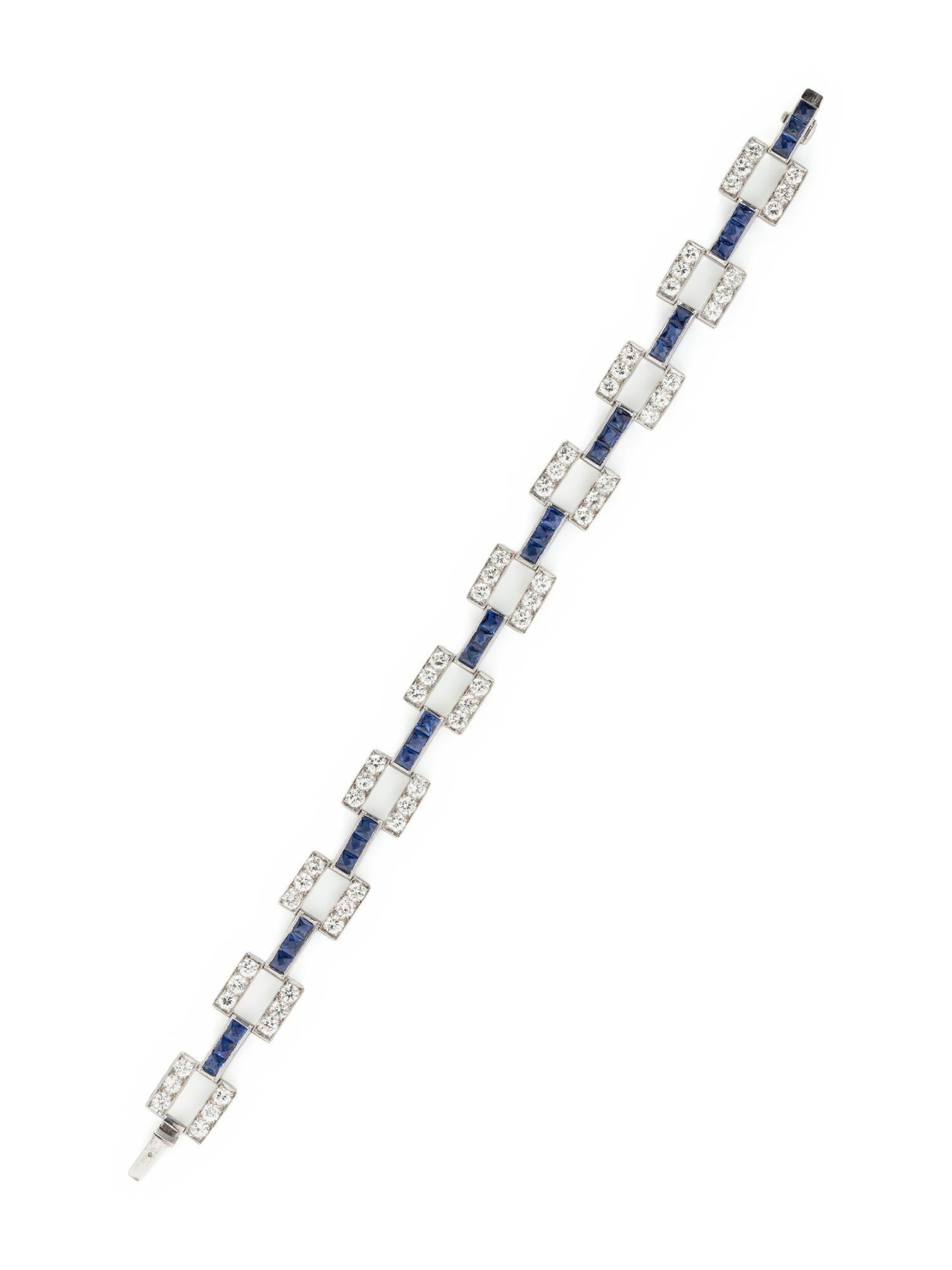 ART DECO, SAPPHIRE AND DIAMOND BRACELET