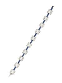 ART DECO, SAPPHIRE AND DIAMOND BRACELET