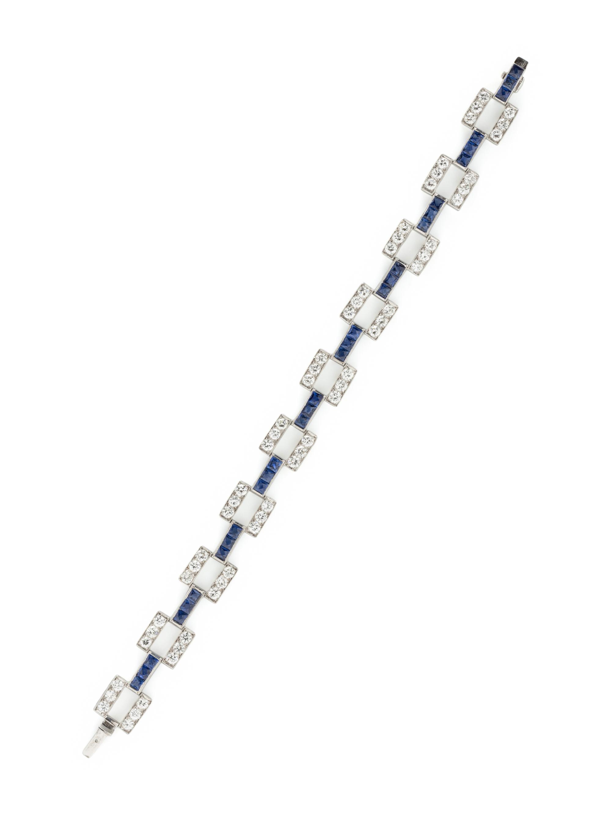 ART DECO, SAPPHIRE AND DIAMOND BRACELET