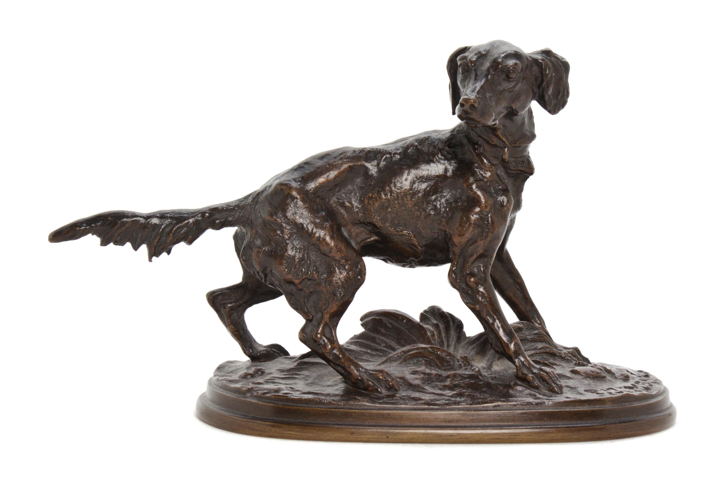 A French Bronze Animalier Figure, after Pierre Jules Mene (1810-1879), Width 7 1/4 inches.