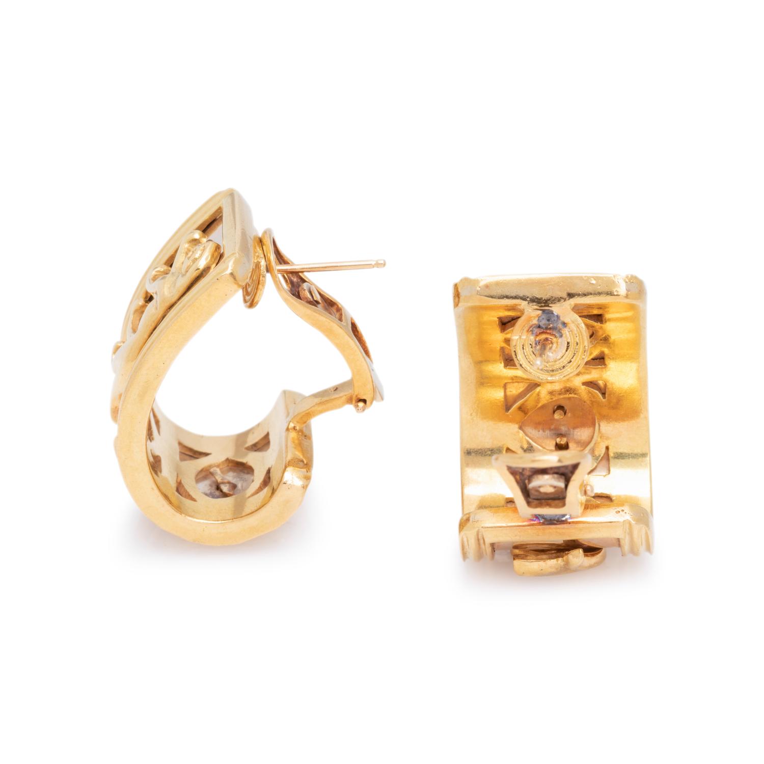 BICOLOR GOLD PANTHER HOOP EARCLIPS