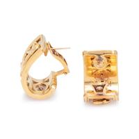 BICOLOR GOLD PANTHER HOOP EARCLIPS
