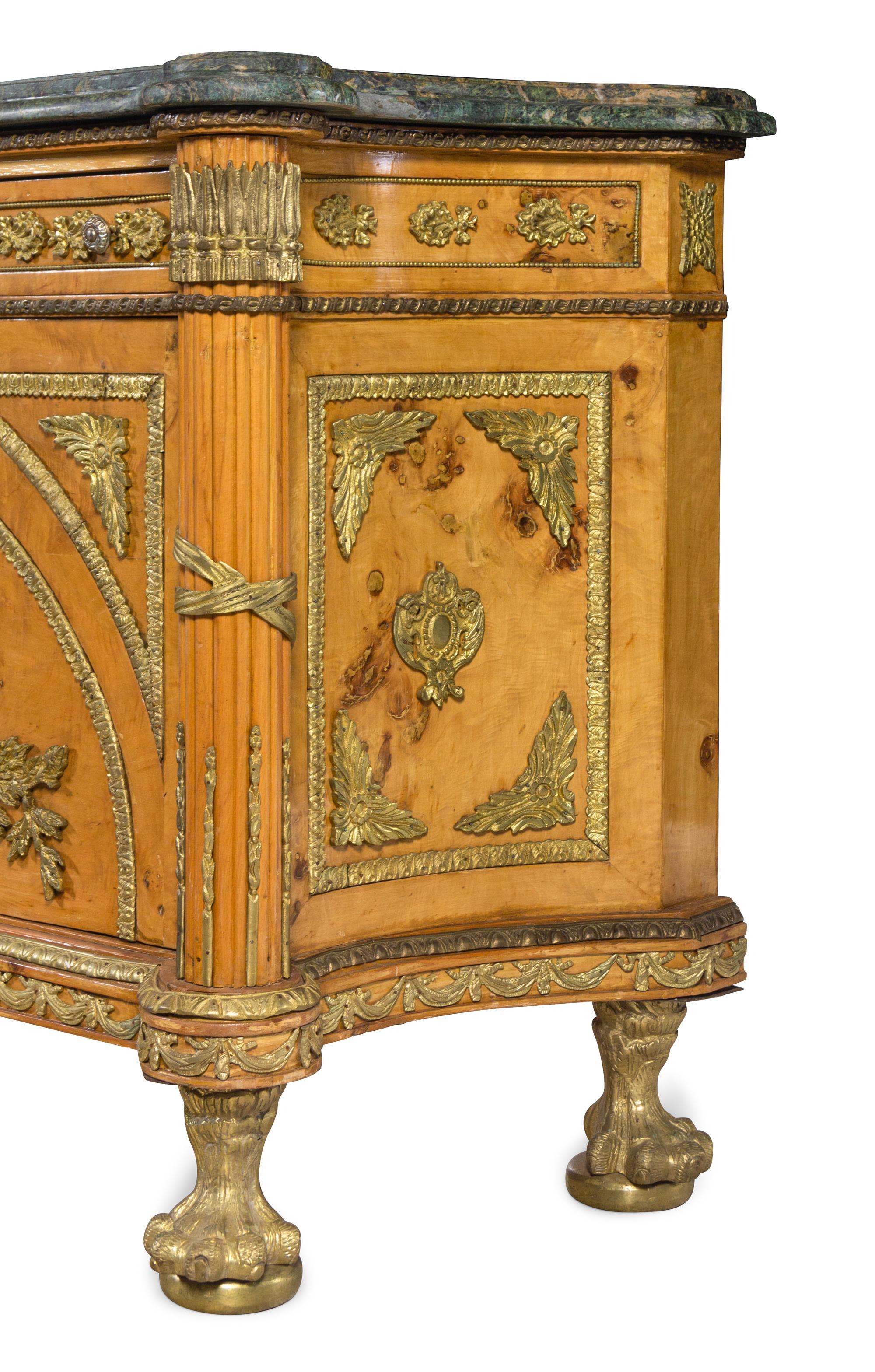A Louis XVI Style Gilt Metal Mounted Marble-Top Commode à Vantaux After the Model by Guillaume Benneman