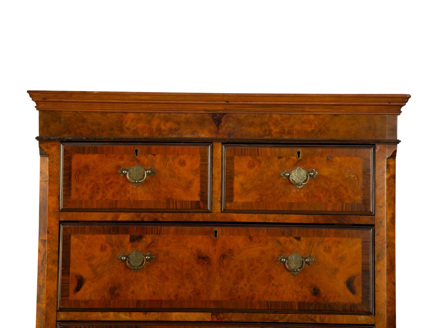 A Queen Anne Style Walnut Flat-Top Chest on Stand