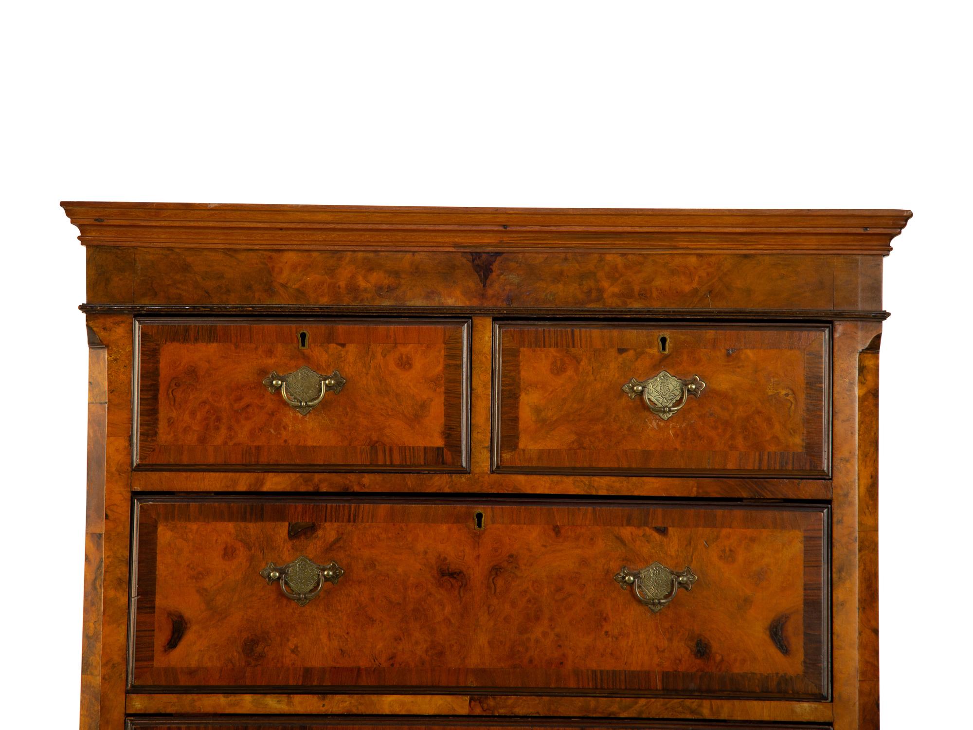 A Queen Anne Style Walnut Flat-Top Chest on Stand