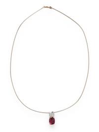 TOURMALINE, DIAMOND, AND BICOLOR GOLD PENDANT NECKLACE