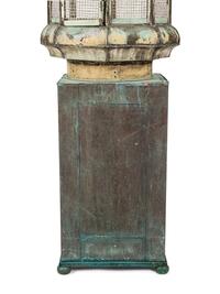 A Pair of Weathered Painted Sheet Metal Lanterns Converted to Bird Cages