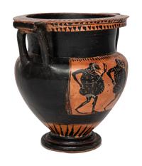 An Attic Black-Figured Krater with Six Dancing Komasts