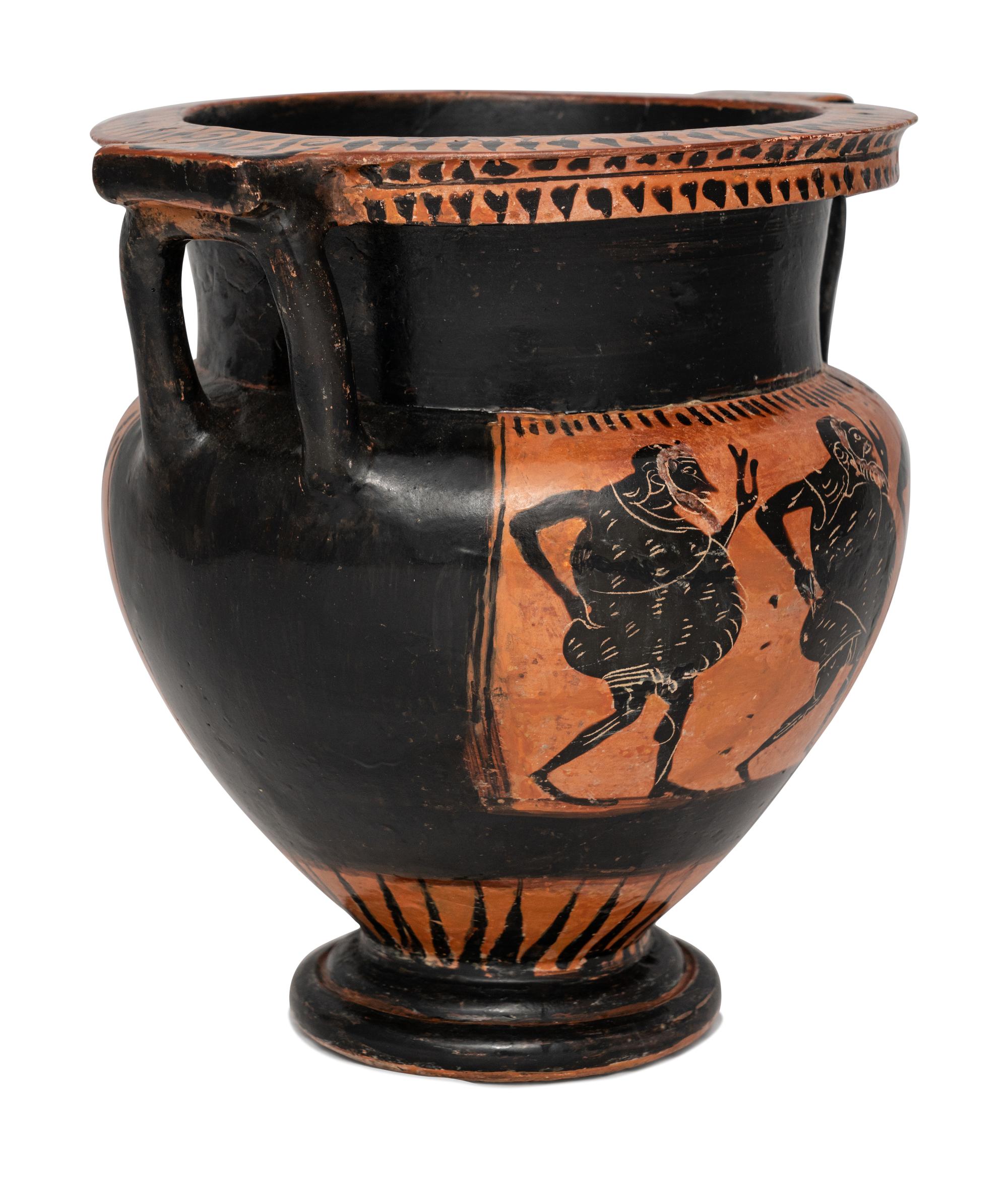 An Attic Black-Figured Krater with Six Dancing Komasts