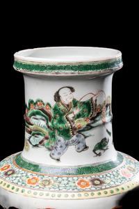 A Chinese Famille Verte Porcelain Rouleau Vase