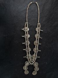 Navajo Silver and Turquoise Squash Blossom Necklace