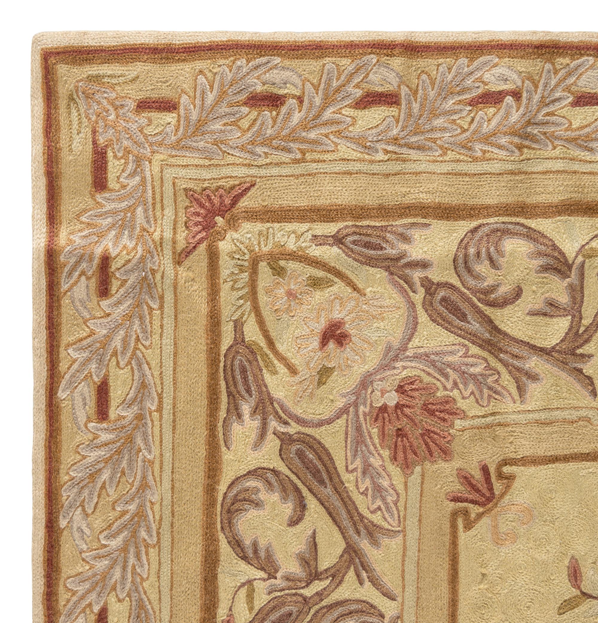 An Indian Floral Chainstitch Rug