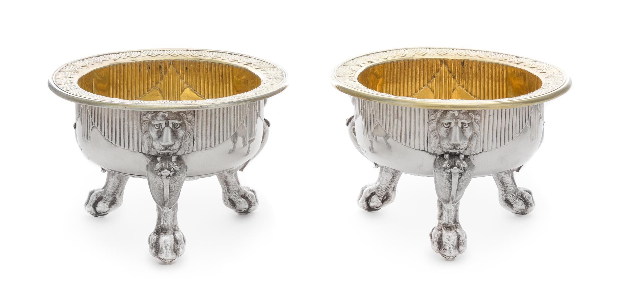 A Pair of George III Silver Master Salts, Daniel Smith and Robert Sharp, London, 1804, the rims worked to show fans, the bodies having
