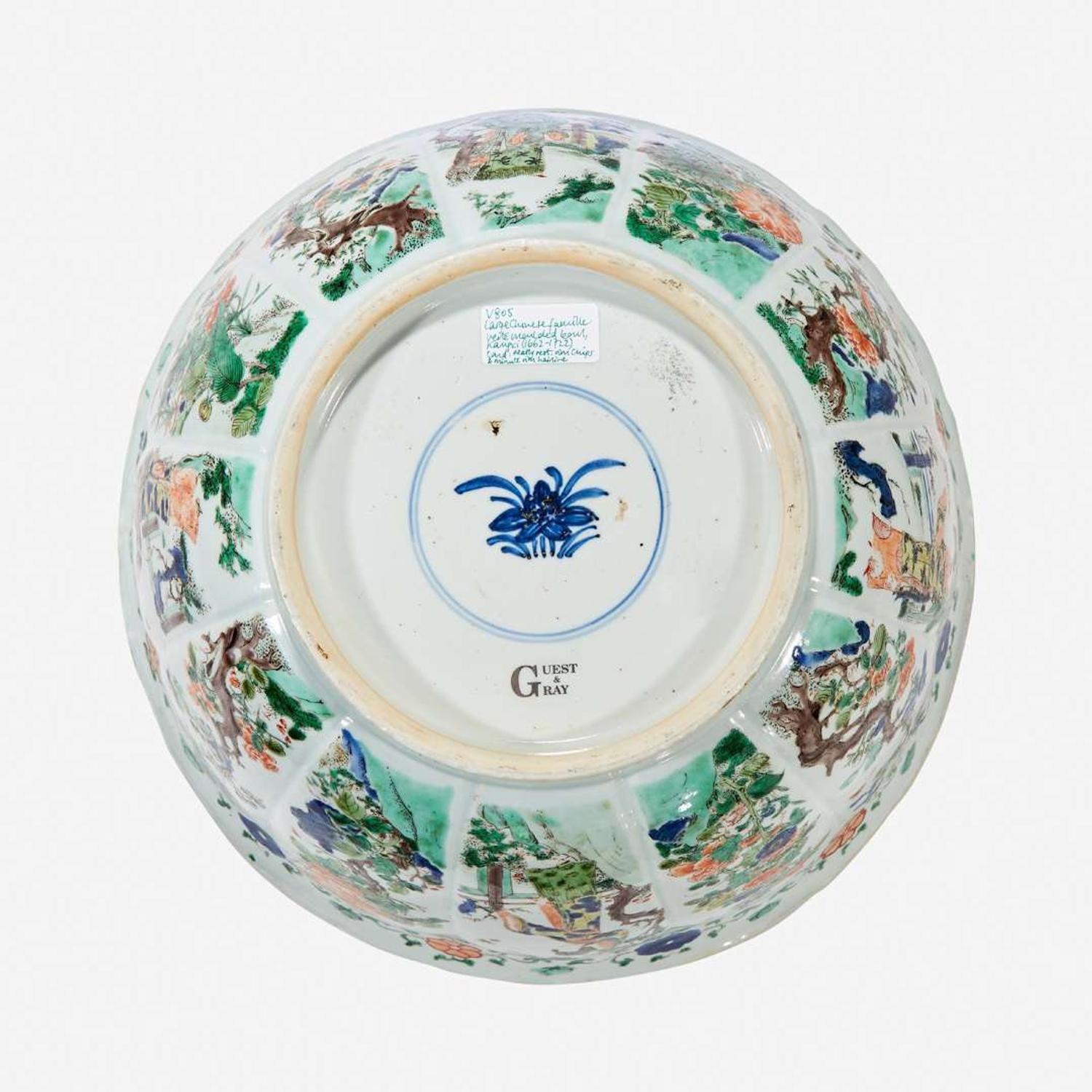 A Chinese famille verte-decorated lobed porcelain large bowl Kangxi period