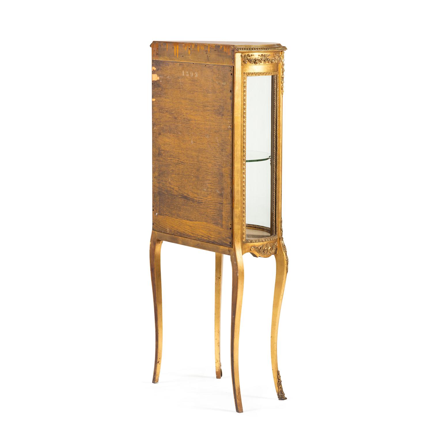 A Louis XV Style Giltwood Vitrine Cabinet