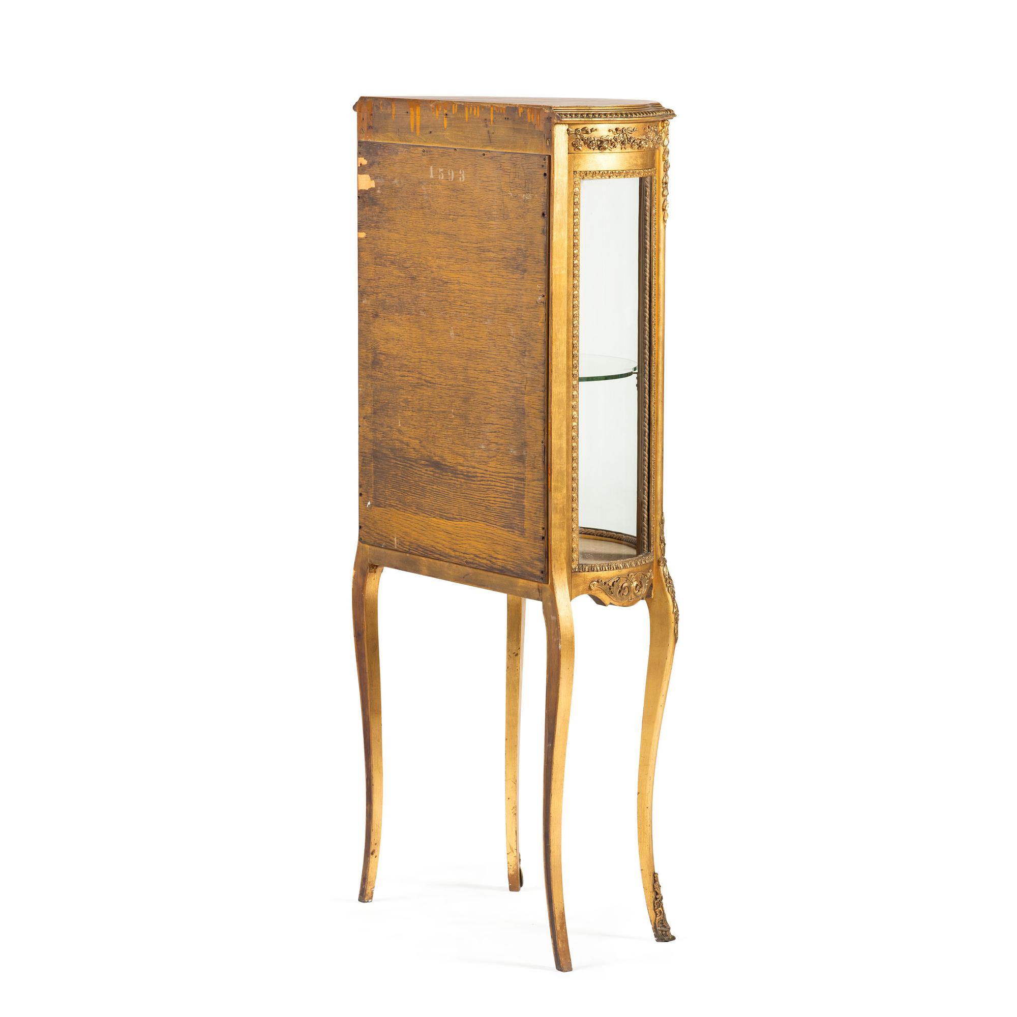 A Louis XV Style Giltwood Vitrine Cabinet