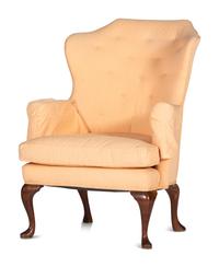 A Queen Anne Style Carved Walnut Upholstered Easy Chair
