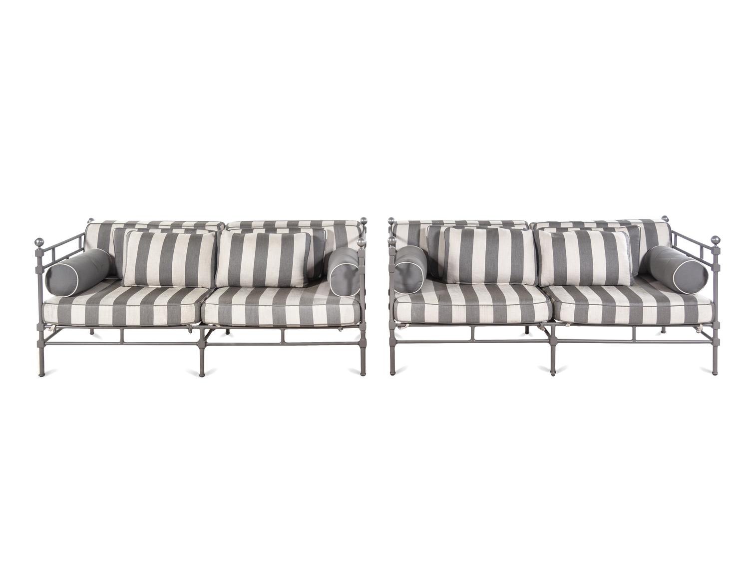 A Pair of Painted Metal Patio Sofas