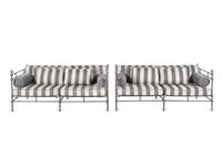 A Pair of Painted Metal Patio Sofas