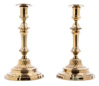 A Pair of Brass Candelabra Height 10 3/8 inches. — 20TH CENTURY