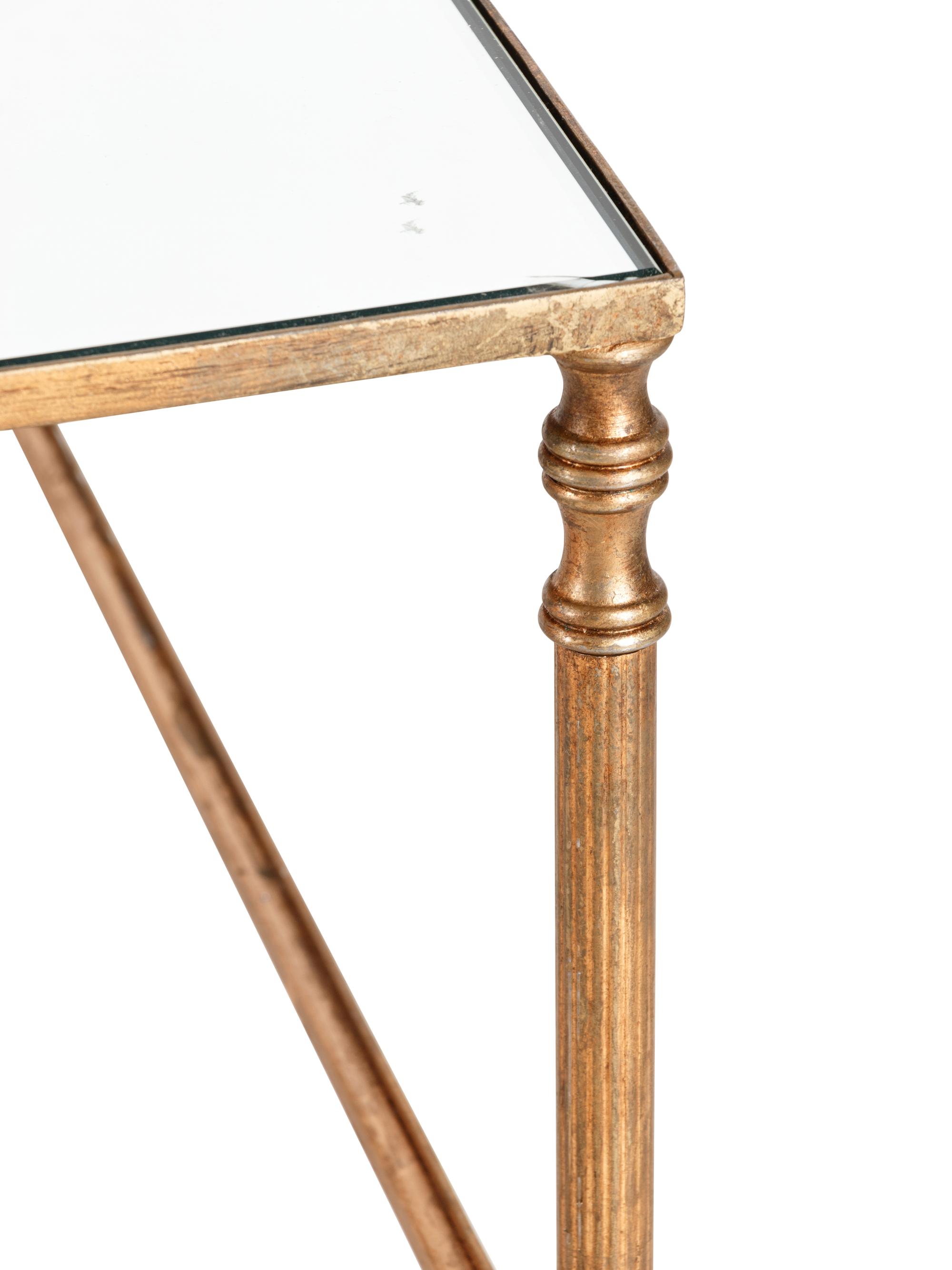 A Mirror-Inset Gilt Metal Low Table