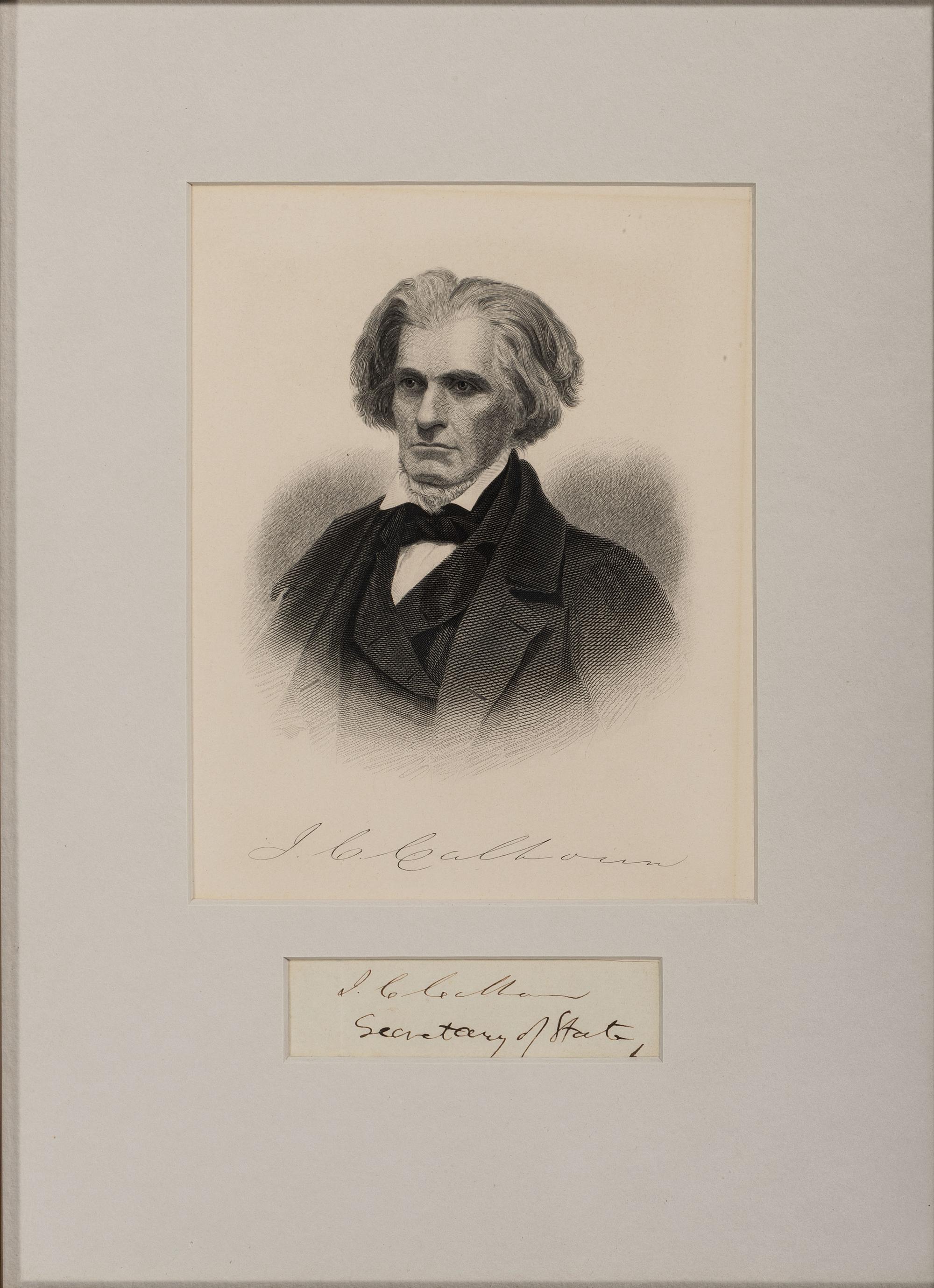 BUCHANAN, James (1791-1868) -- CALHOUN, John C. (1782-1850). Clipped signatures, comprising: