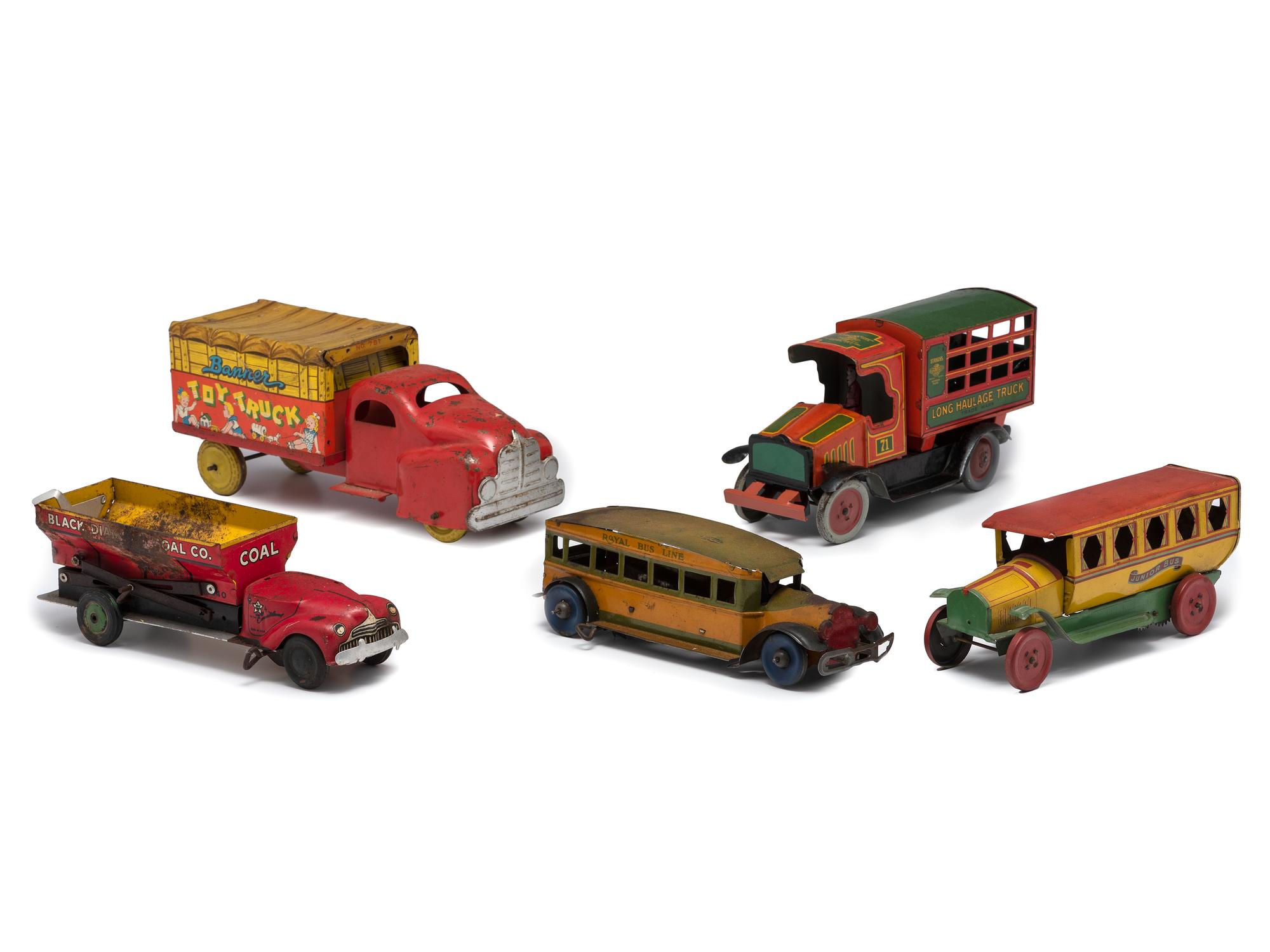 Five Tin Lithograph Vehicles