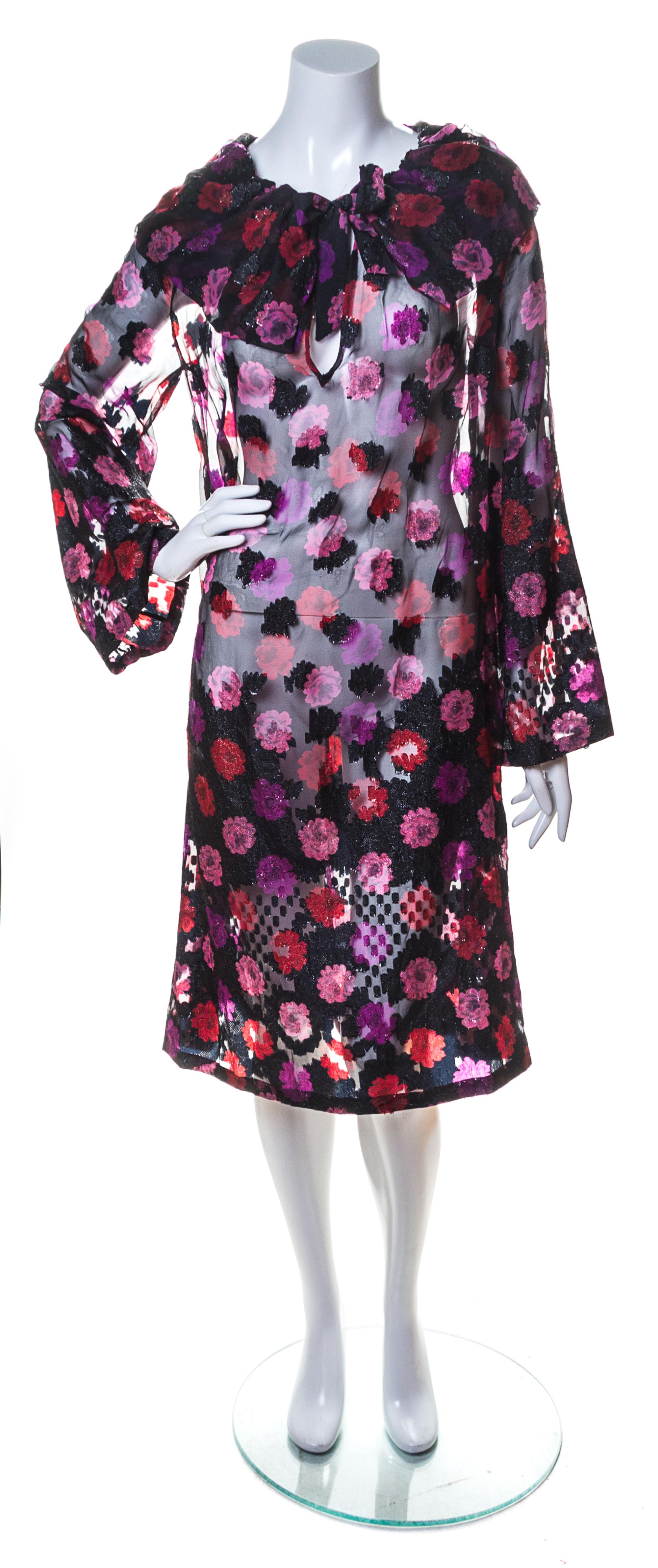 A Viktor & Rolf Multicolor Silk Floral Dress, Size 40.