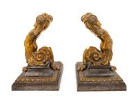 A Pair of Continental Brass Figural Doorstops