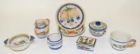 A Group of Eight Quimper Pottery Articles Diameter of largest 6 inches.