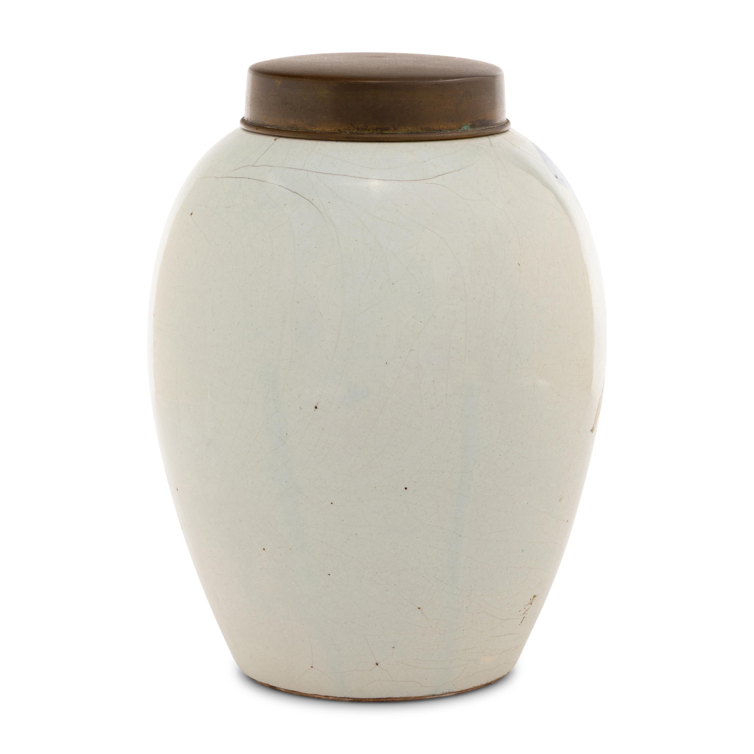 A Delft Polychrome Decorated Tobacco Jar