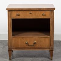 A Directoire Style Walnut Night Table Height 26 1/2 x width 23 3/4 x depth 17 3/4 inches. — KINDEL, 20TH CENTURY