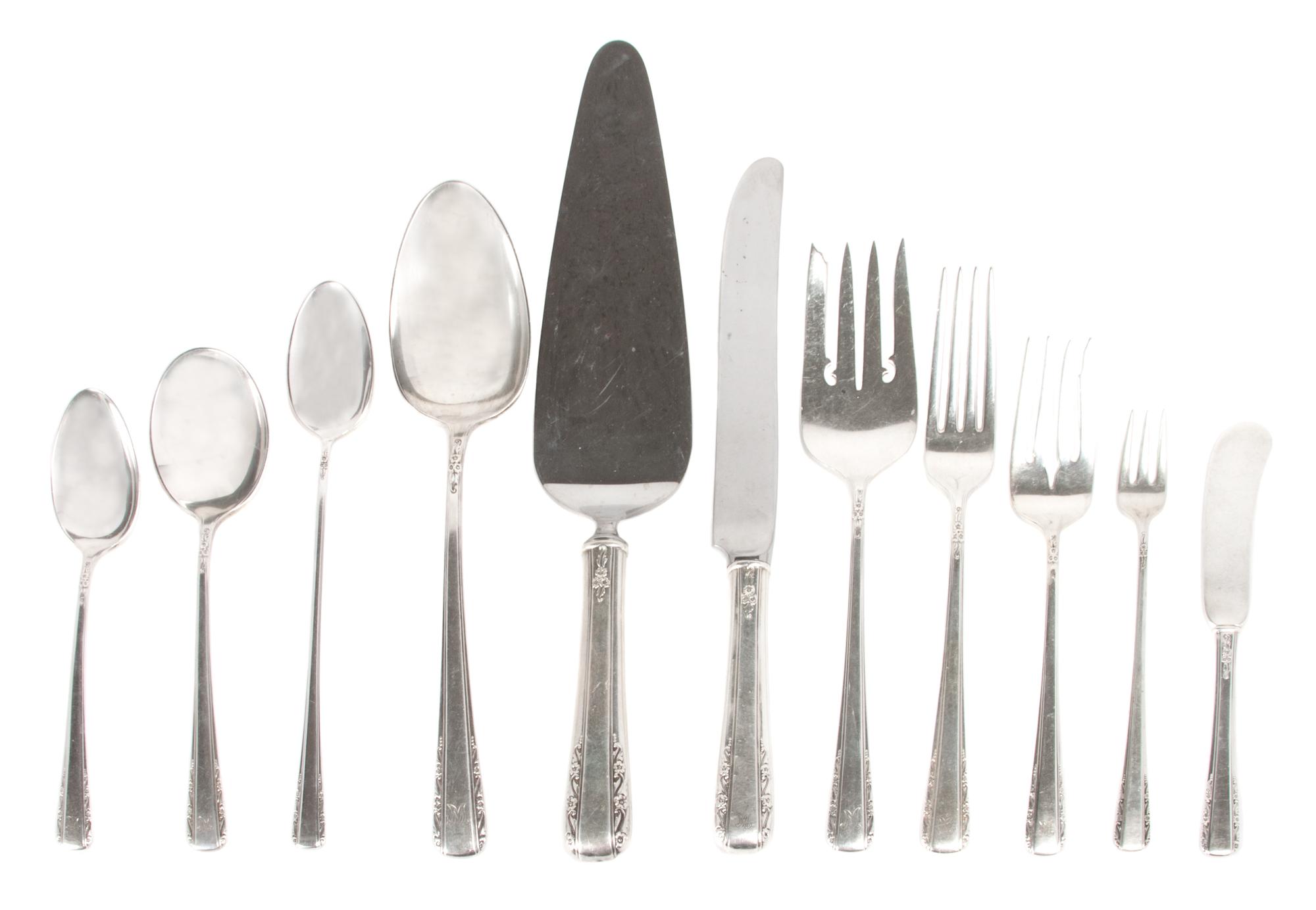 An American Silver Partial Flatware Service, International Silver, Co., in the Courtship pattern, comprising: 11 dinner knives 12 dinne