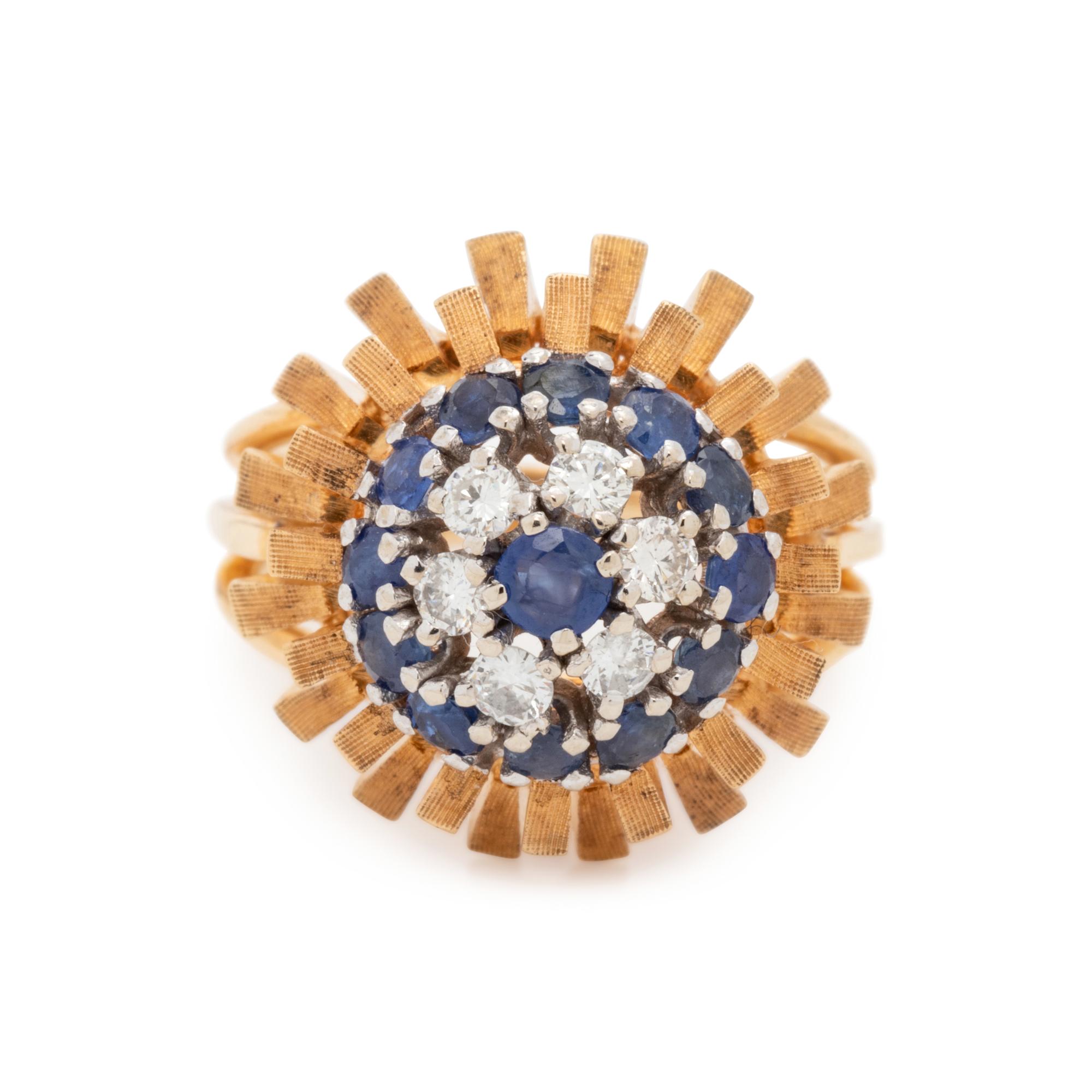 YELLOW GOLD, SAPPHIRE AND DIAMOND RING